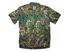 Vtg TORI RICHARD x USA-MADE Green Cotton-Lawn HAWAIIAN SHIRT Summer Beach Men L