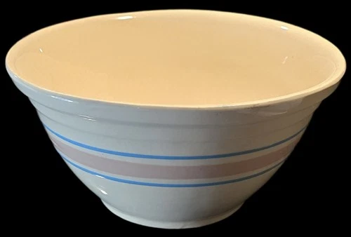 Vintage MCCOY Striped Mixing Bowl HUGE 12” OVENWARE Pink And Blue Stripes