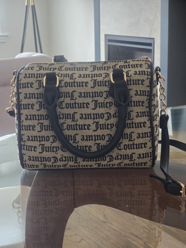 Juicy Couture Black Beige Jaquar Bestsellers Fame Satchel Bag Purse NWT $99 - Picture 2 of 13