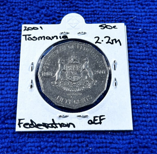 2001 50 Cent - Federation Design Tasmania - aEF - Low Mint 2.2M - Foto 4 di 4