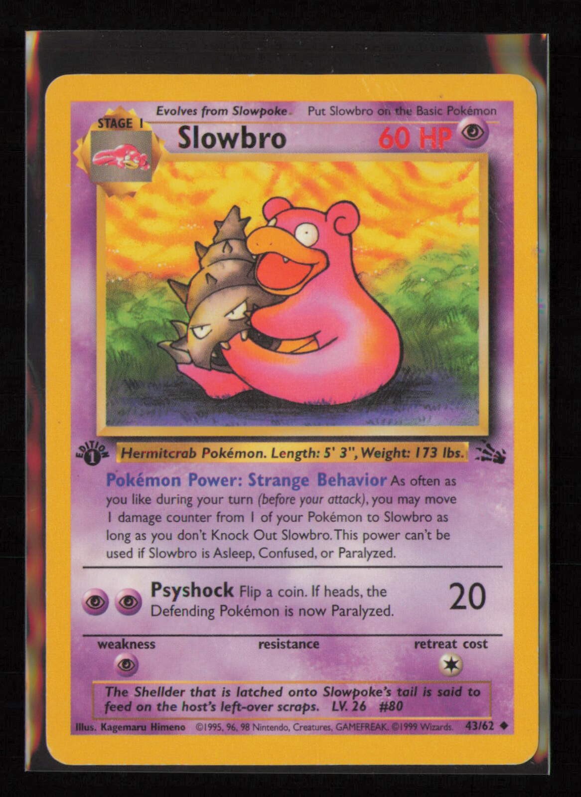 Slowbro Uncommon Fossil 43/62 NM