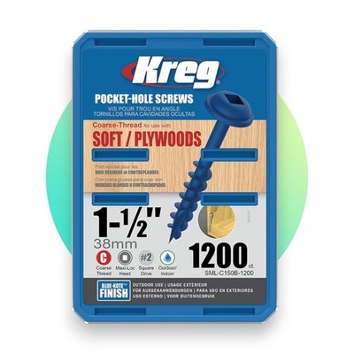 Kreg Blue Kote wetterfeste Schrauben Grobgewinde 38 mm (8x1-1/2'') Stück 1200