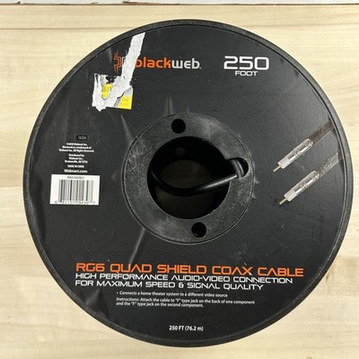 Blackweb RG6 Quad Shield Coaxial Cable 250 FT 75 Ohm High Performance NEW