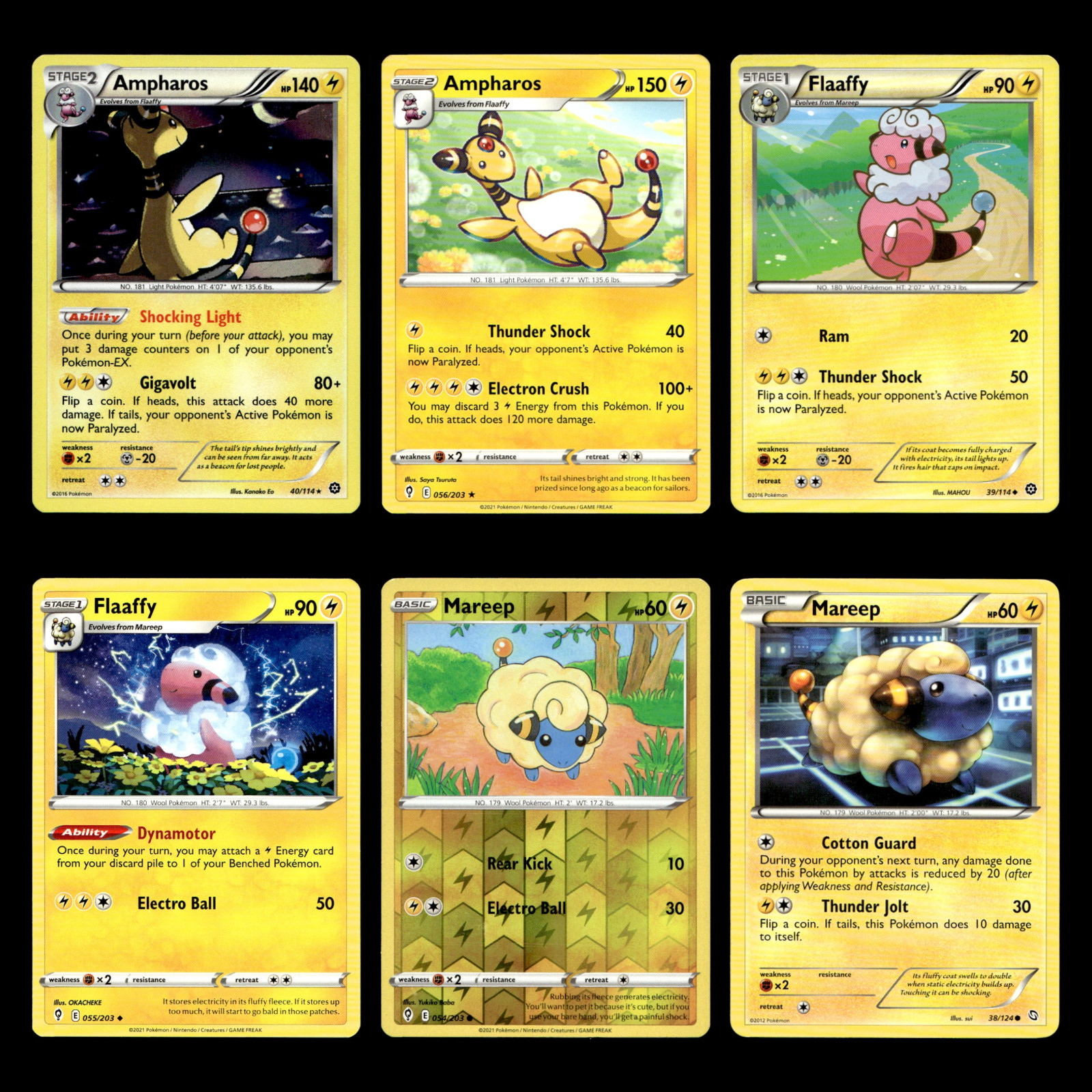 6x Ampharos Flaffy Mareep Holo Lot 40 XY Steam Siege Pokemon Cards Collection 