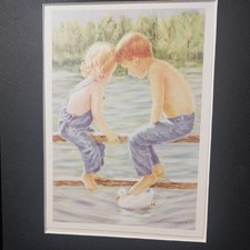  Ivan Anderson Duck Watchers   ex cond  in a Matte frame 5 x 7 lithograph 