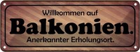 Blechschild 10X27 Cm Willkommen Auf Balkonien Dekoration Deko Geschenk Metall Sc