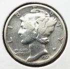 10 Cents 1931-S Mercury Dime Silver F-VF KM# 140 Low Mintage Scarce Date