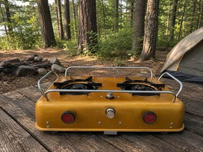 Homestrand Mariner Alcohol Stove Model 205-32A   Dual Burner Camping Cooktop