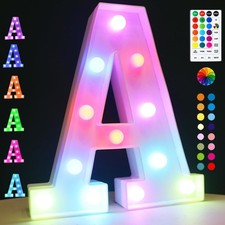 Light Up Colorful LED Marquee Letter Lights, 18 Colors Changing Alphabet Letter