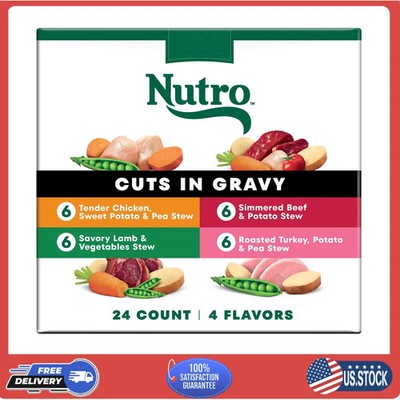 Nutro Grain Free Wet Dog Food Variety Pack 24 x 3.5 oz Trays Beef Lamb Chicken