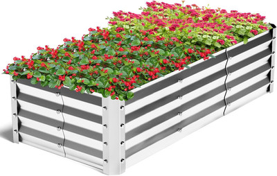 Galvanized Raised Garden Bed Kit, 4×2×1Ft Planter Box for Outdoor Gardening and