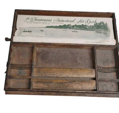 Antique 1913 Chautauqua Industrial Art Desk Scroll Map Panama Canal Educational 
