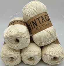 Vintage Cotton Knitting Crochet Yarn - 5 x 100g Balls -  V02 Cream