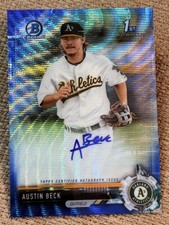 2017 Bowman Chrome 1st BLUE WAVE REFRACTOR PROSPECT ROOKIE AUTO Austin Beck /150