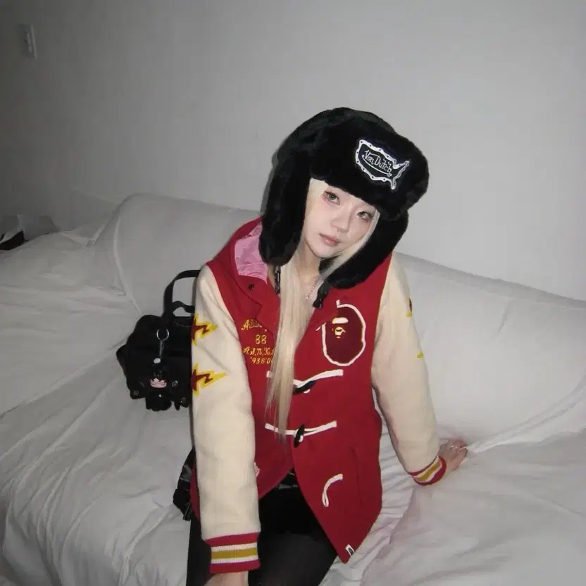 Bape Star Coat in Red with Star Details thumbnail 2