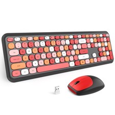 MOFII Wireless Keyboard and Mouse Combo, Colorful Full Size Keyboard with Num...