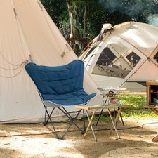Outsunny Campingstuhl tragbar klappbar Gartensessel Regiestuhl für Outdoor Blau