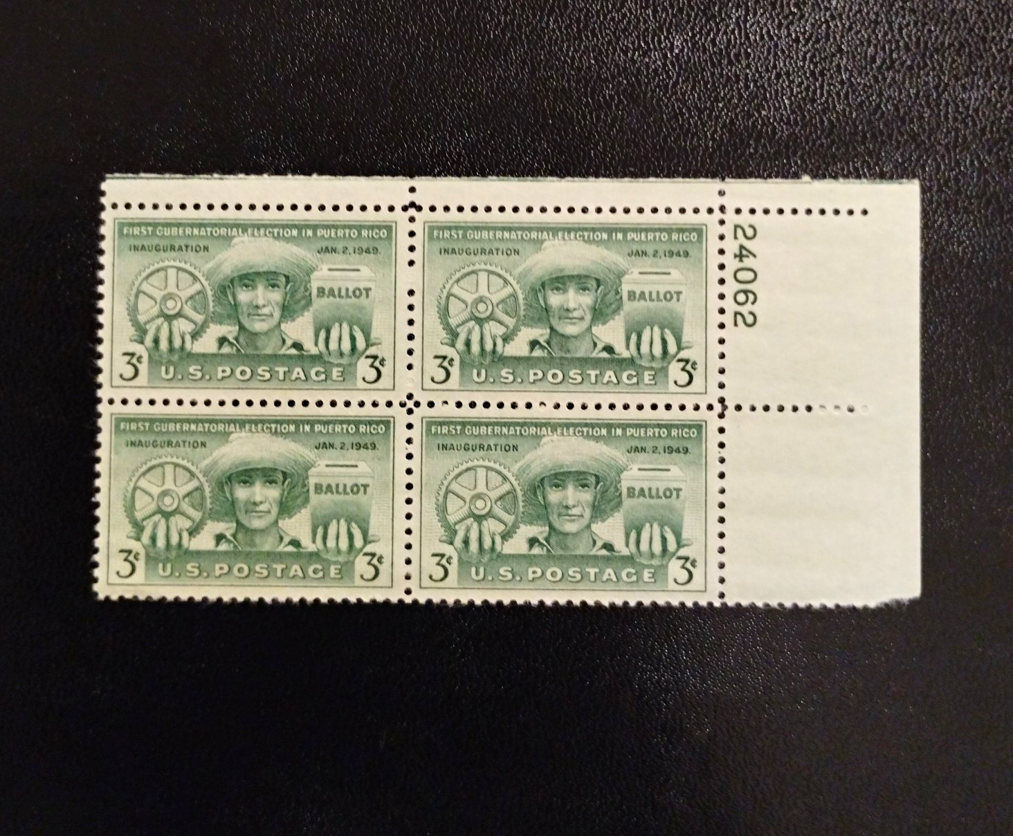 United States Puerto Rico Election 3¢ Green Plate Block of 4 MNH #24062