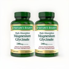 Nature's Bounty High Absorption Magnesium Glycinate 240 mg, 180 Capsules, 2 Pack