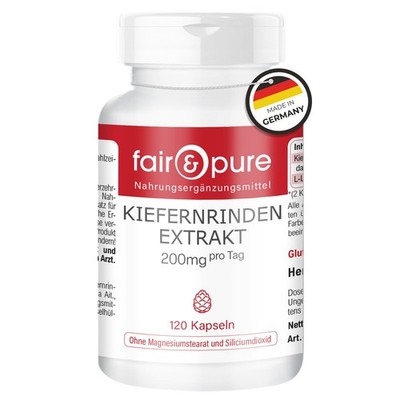 Kiefernrinden-Extrakt 100 mg - 120 Kapseln - 95% Proanthocyanidine | fair & pure