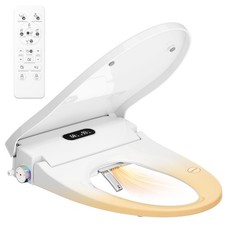 Elongated Smart Bidet Seat Heated Warm Air Dryer Stainless Steel Nozzles Remote