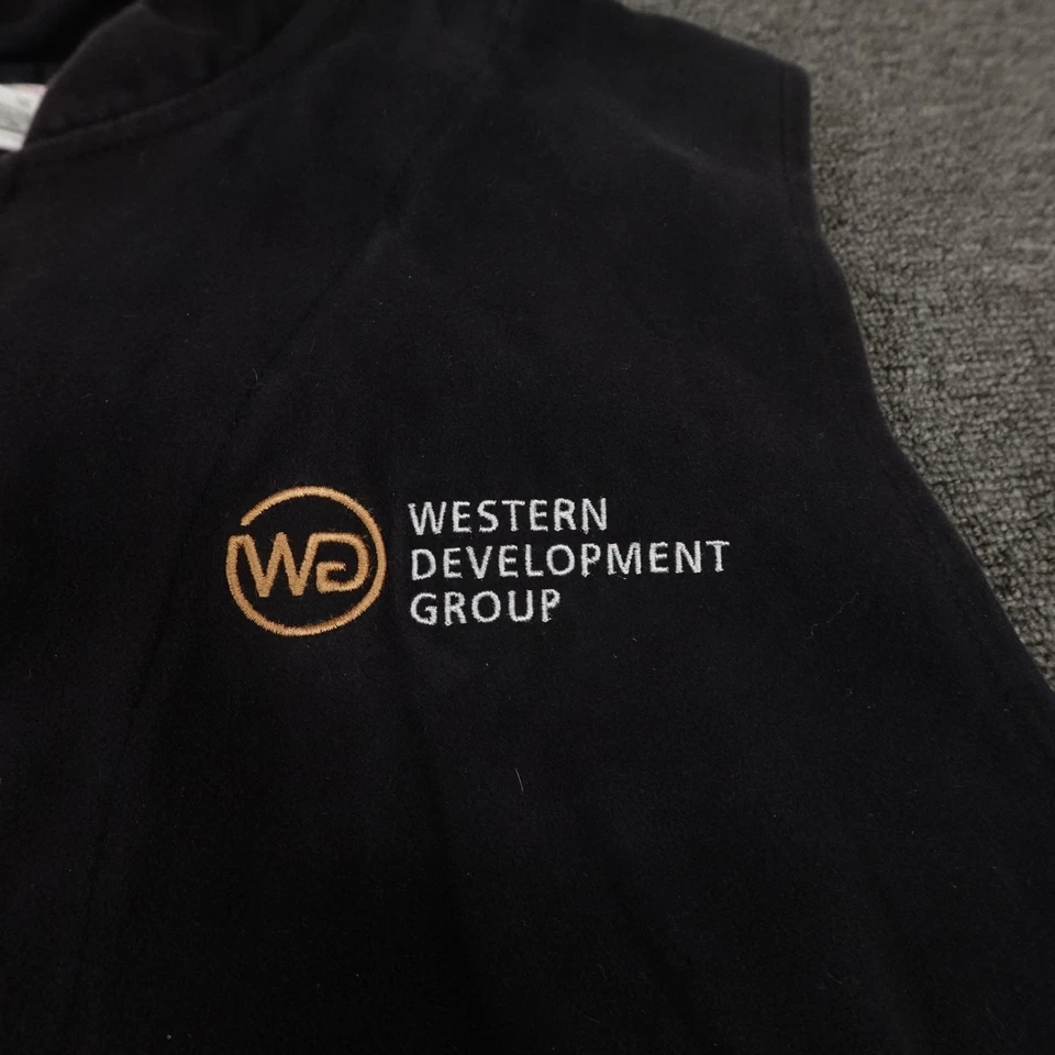 Filson Vest Mens Large Black Cotton Western Development Group Logo USA Made - Image 3 of 4