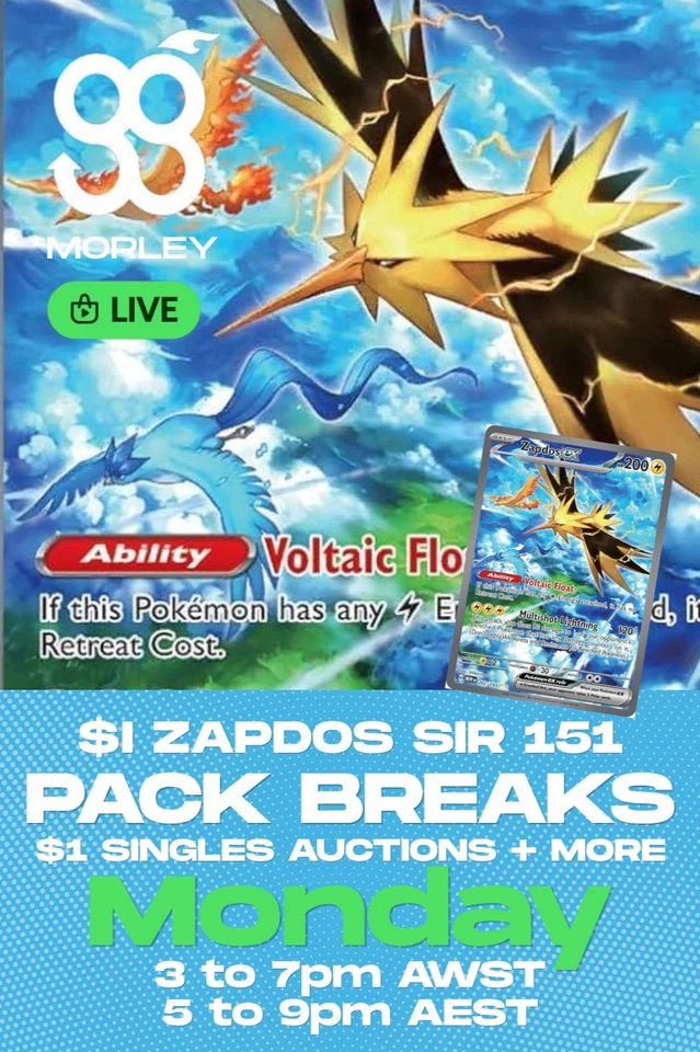 $1 Zapdos 151 SIR + $1 Singles Auctions & Pack Breaks