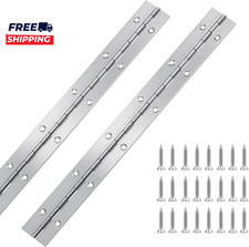 2Pcs Piano Hinge 12 Inch Stainless Steel Hinges with Holes and 24 Pieces Stainle