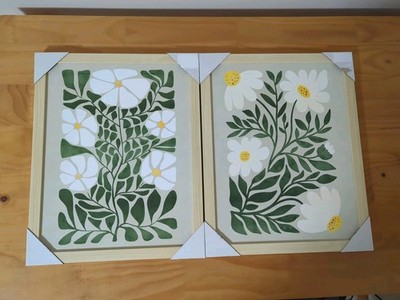 Framed 20 x 16 inches 2 Piece Set Sunflower Floral Print On Canvas New Art