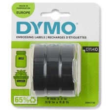 Authentic Embossing Label Tape 9 mm x 3 m rolls White Print on Black Self