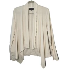 Michael Stars Size M Off White Open Cardigan Blazer Asymmetrical Raw Edge Preppy