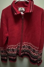 Vtg Tiara International Cardigan Sweater Full Zip Festive Fair Isle Nordic Sz L