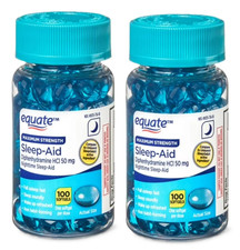 Equate Nighttime Sleep-Aid Softgels, 50mg, 100 Ct, 2pk, Compare to Unisom