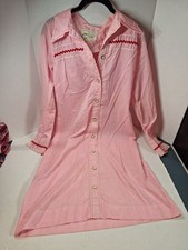 Vintage Tumbleweeds Dress Size S/M Pink Lightweight Polyester Button Long Sleeve