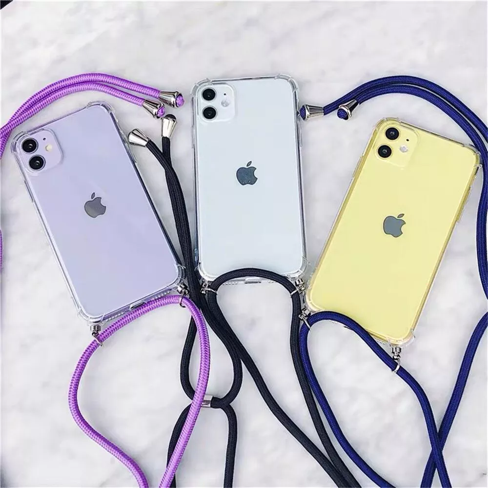 Silicone String Case Cover For iPhone 15 14 13 Pro Max 12 11 XS XR Lanyard  Case