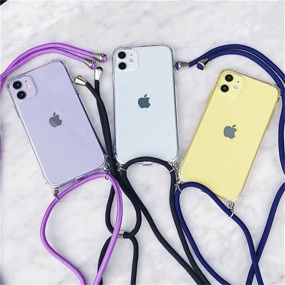 Cross Body Clear Case Colorful Neck Lanyard For iPhone 13 12 Pro