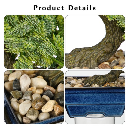 Artificial Bonsai Tree Faux Plants Indoor Fake Plants Decor with Blue Ceramic... - Picture 2 of 5