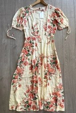 NWT Faithfull The Brand size US 6 Medium Brida Magnolia Floral Print Midi Dress