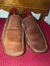 PRADA BROWN LEATHER LOAFERS SIZE 9.5M MADE IN ITALY