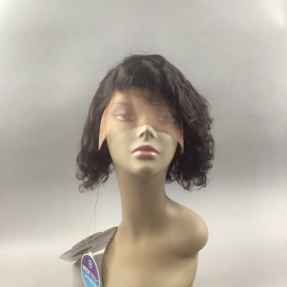 "Peluca frontal de encaje de oreja a oreja 100 % cabello humano negro natural con rizo de agua 10""" Foto 2 de 4