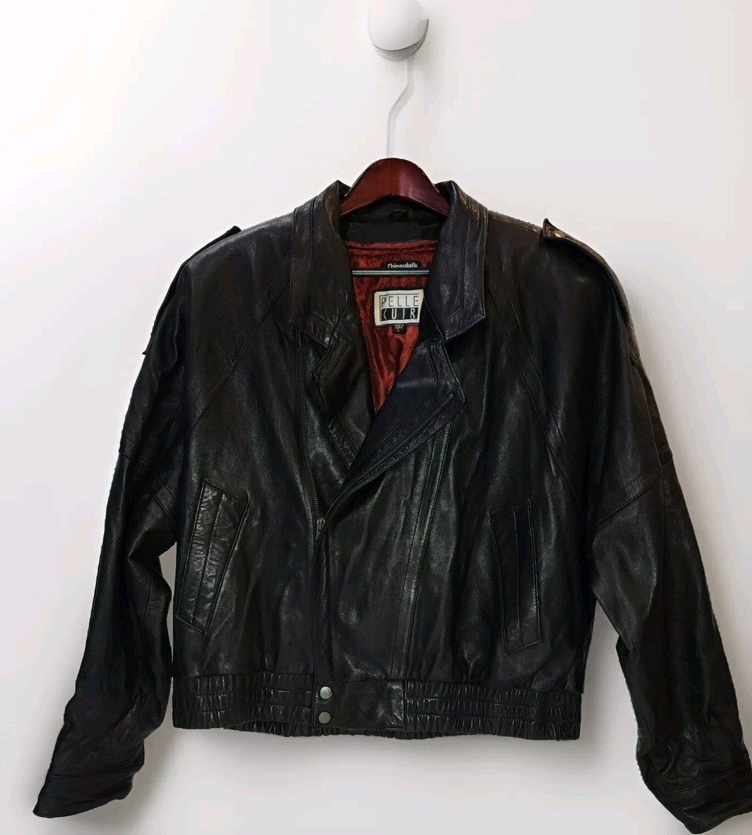 Pelle Cuir Leather Bomber Jacket Men's L Black | eBay Pelle Cuir Leather Bomber Jacket Men's L Black | eBay