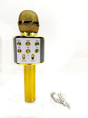 Bluetooth Karaoke Microphone Gold Speaker Player Singing Recorder