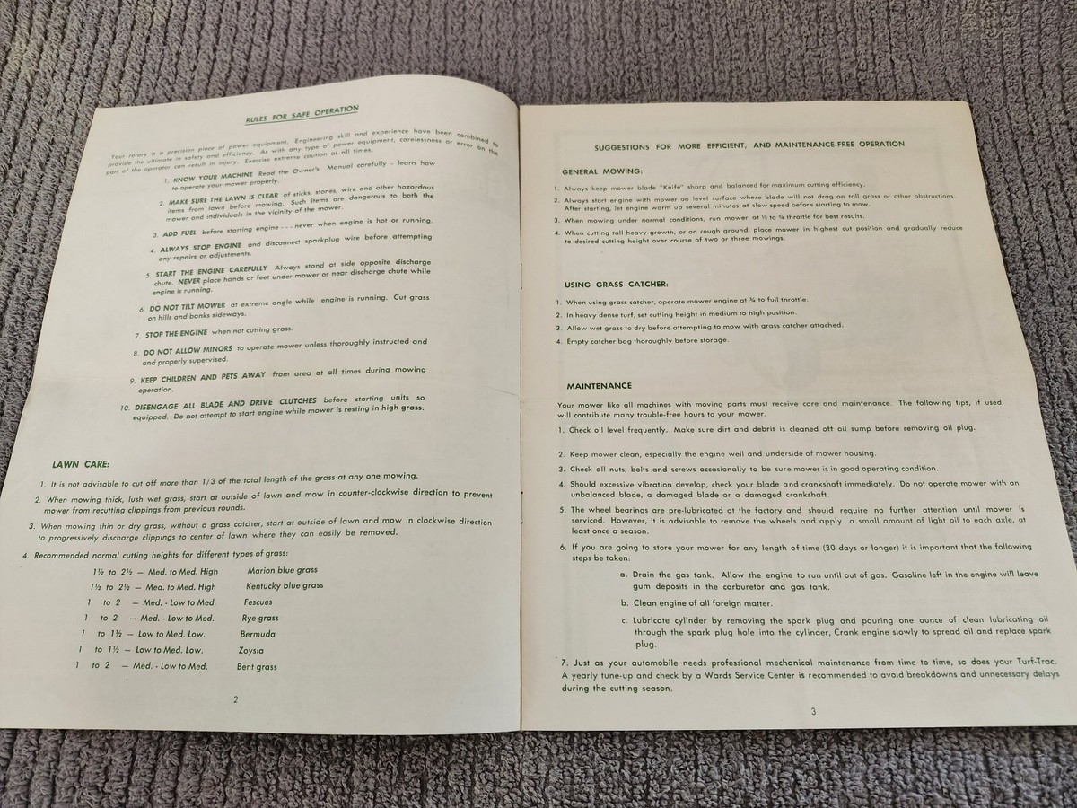 WARDS - GARDEN MARK - ZYJ-78A — 5 H. P. TURF TRAC — OWNER'S GUIDE