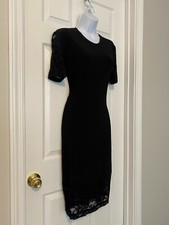 Kamalikulture Sexy Stretch Lace Trimmed Little Black Shift Dress Sz M NWOT 