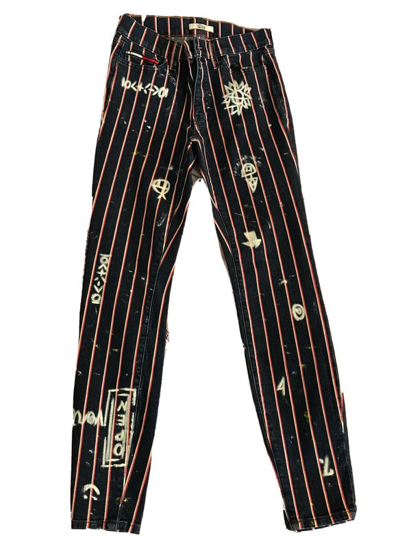Absodeitly Custom Size 2 Tommy Hilfiger Striped Navy Skinny Jeans