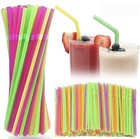 200/1000pcs Flexible Straw Reusable Plastic Bendy Neon Drinking Straws Party