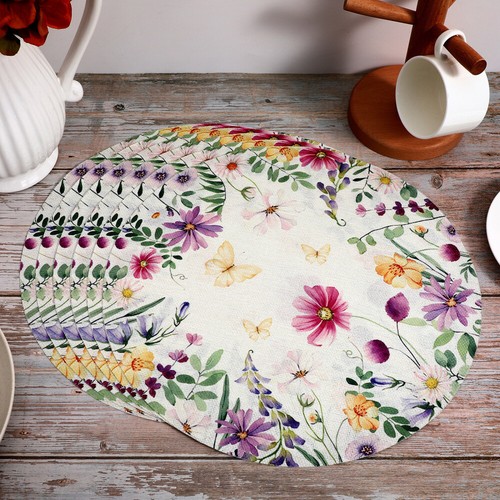 6 Pcs Floral Placemat Table Placemats Woven Rustic Tablemat eBay