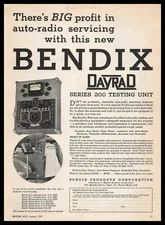 1936 Bendix "DayRad" Series 200 Auto-Radio Tube Testing Unit Vintage Print Ad