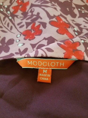ModCloth women M pink Fits of Bliss short sleeve dress floral belted knee length - Picture 6 of 6