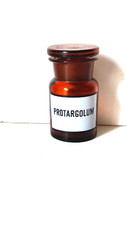 PROTARGOLUM, Vintage Glass Apothecary Pharmacy Brown Jar, 50 ml, Cap